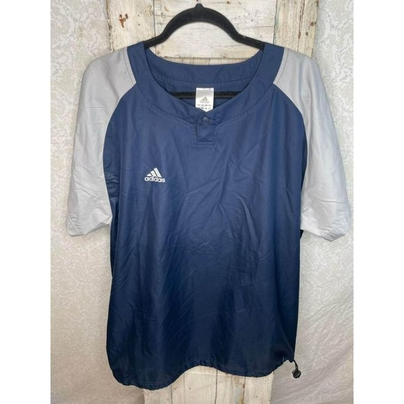 Adidas Jacket Warm Up Jacket Blue & Gray Bungee Cord Men’s Size Large - Picture 1 of 5